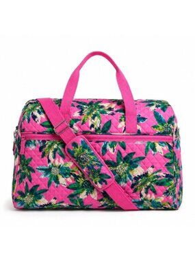 NWT Vera Bradley Grand Traveler Bag Tropical Paradise Pink Quilted Weekender